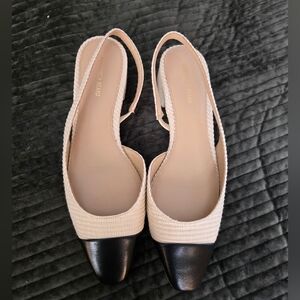 NWT Veronica Beard Vero Cuoio Black and Cream Slingback Heels Size 9M